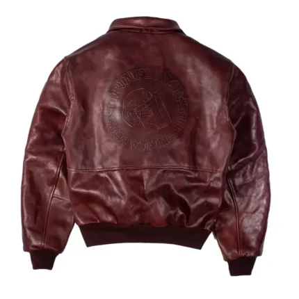Up In Flames Cow Hide Leather Jacket Distressed Maroon (5)